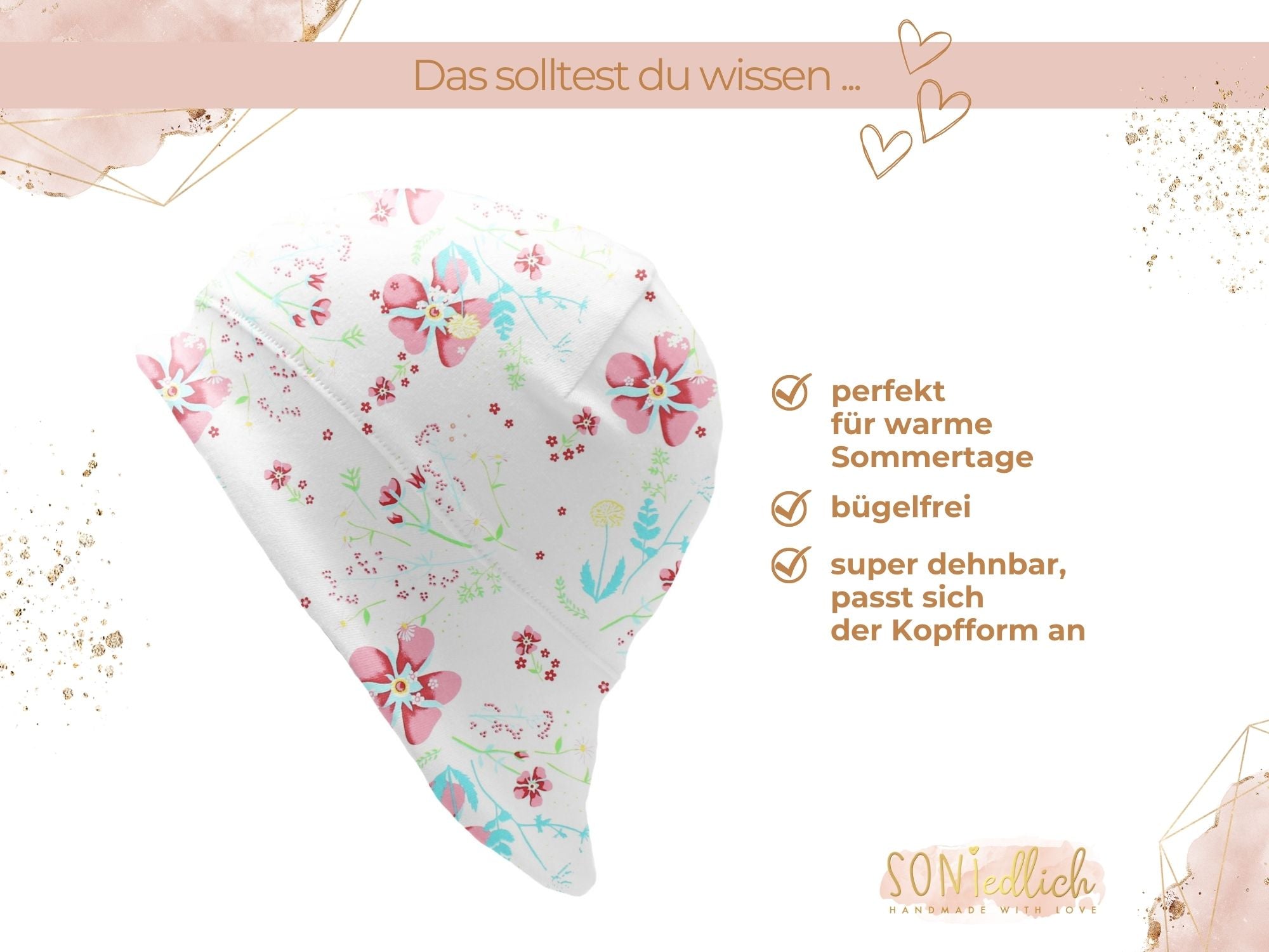 Sonnenhut für Babys und Kinder „lovely flowers“ Beschreibung