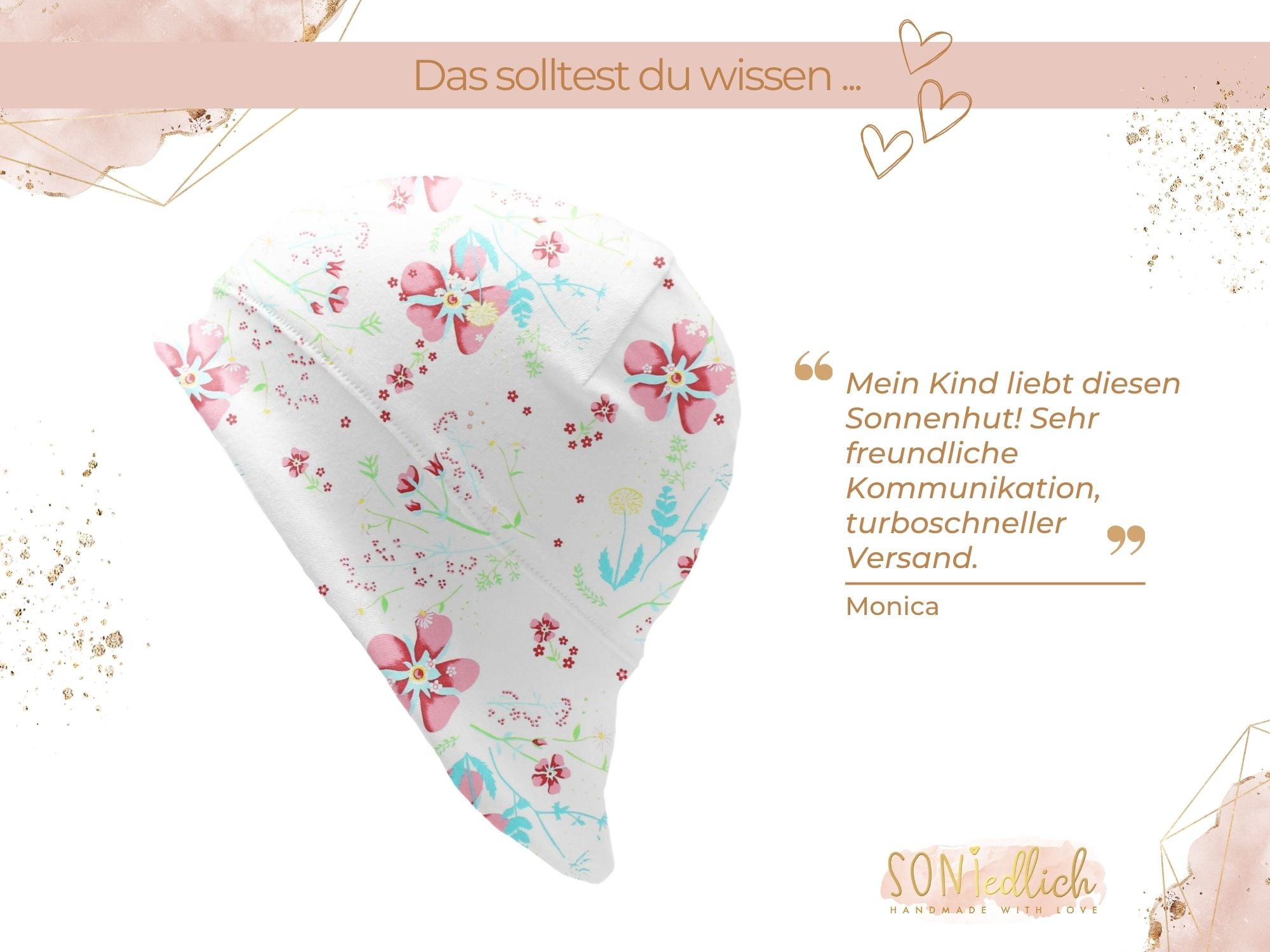 Sonnenhut für Babys und Kinder „lovely flowers“ Bewertung