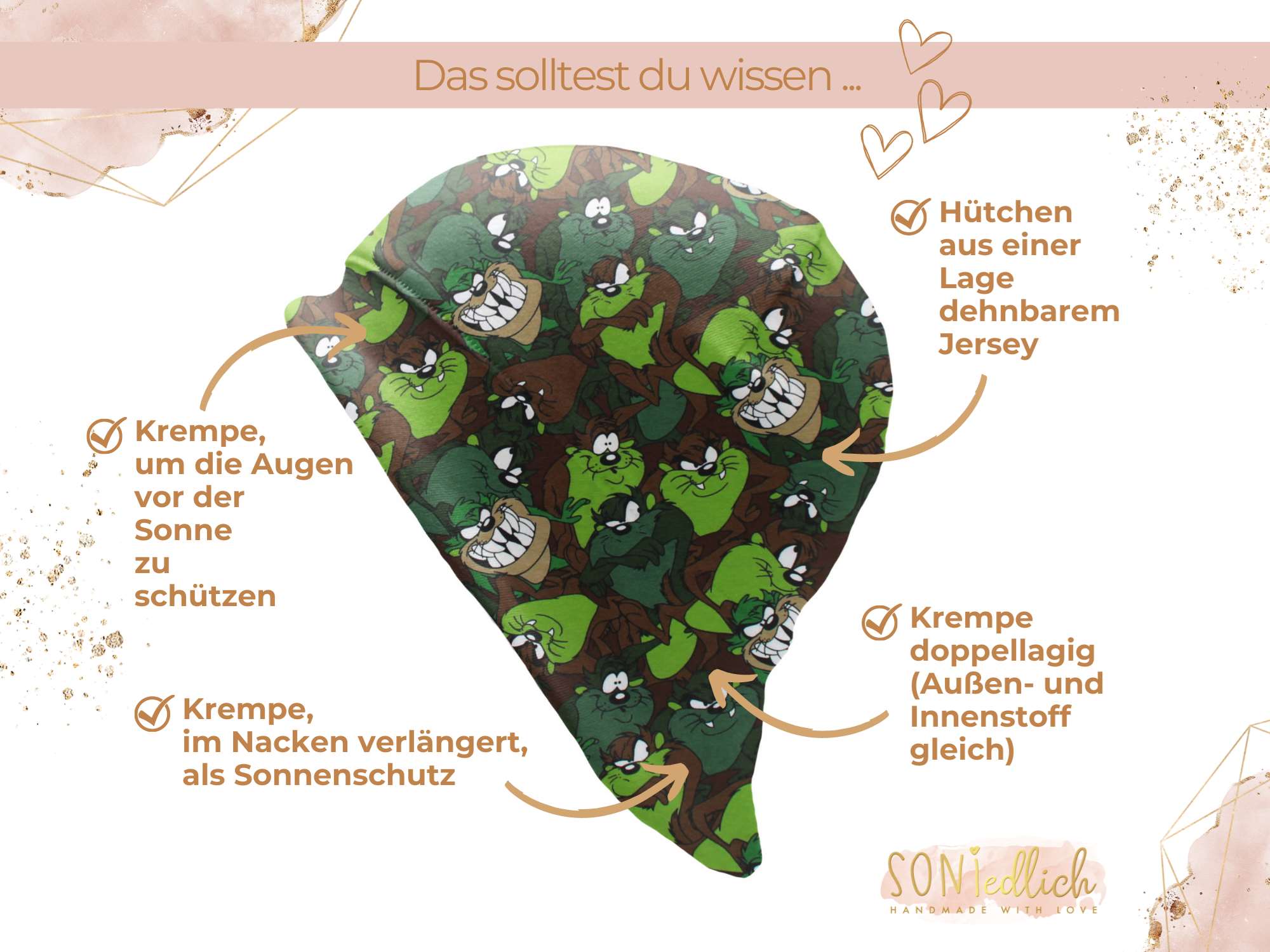 Sonnenhut für Babys und Kinder „Monster“ Details