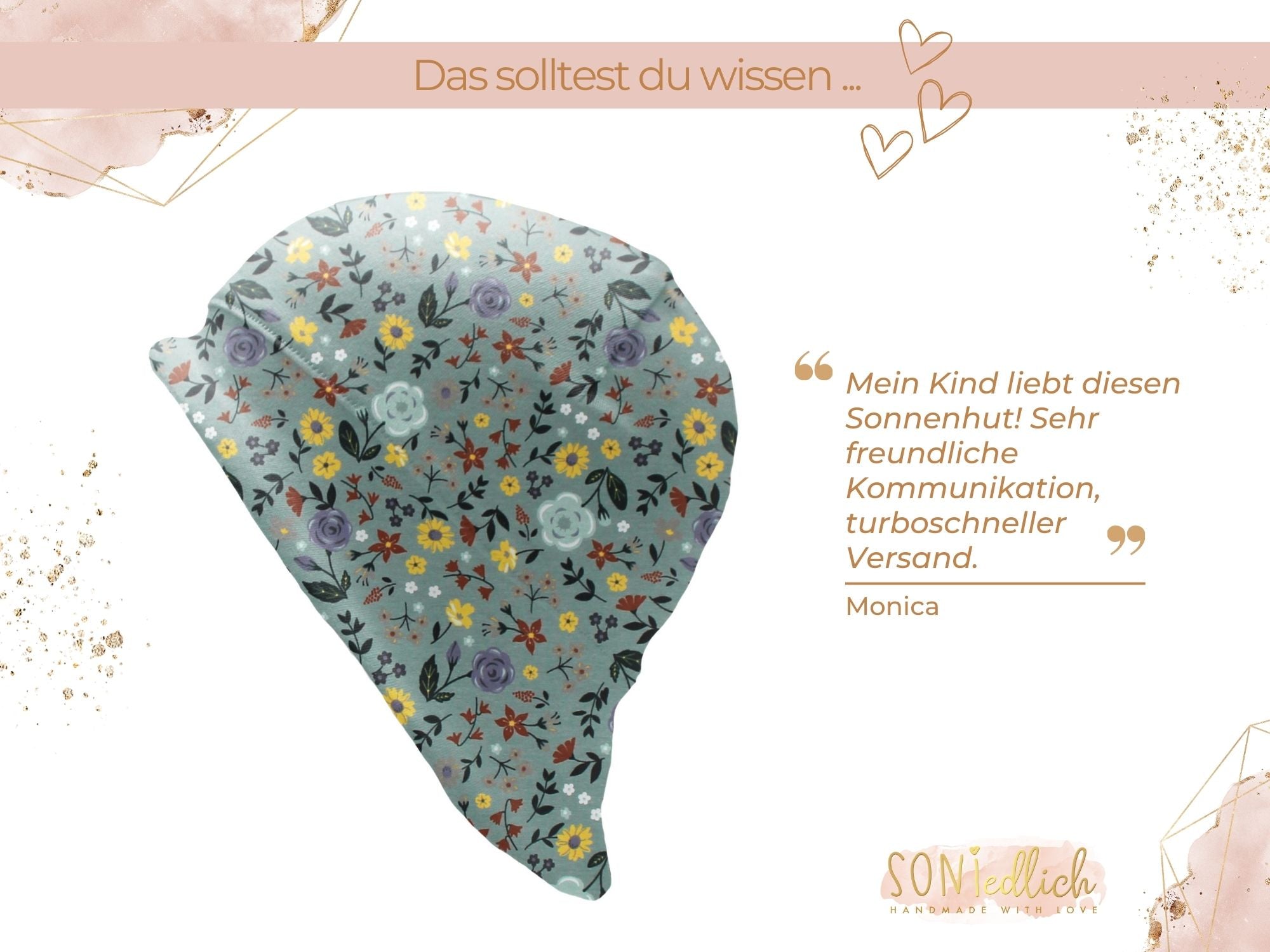 Sonnenhut für Babys und Kinder „Sommerwiese, altgrün“ Bewertung