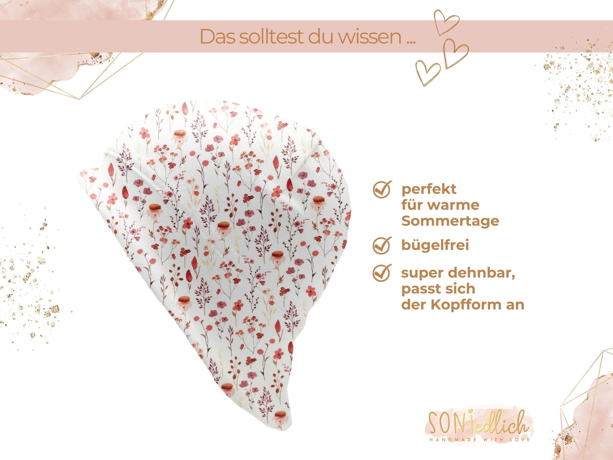 Sonnenhut für Babys und Kinder „sunset flowers“ Beschreibung