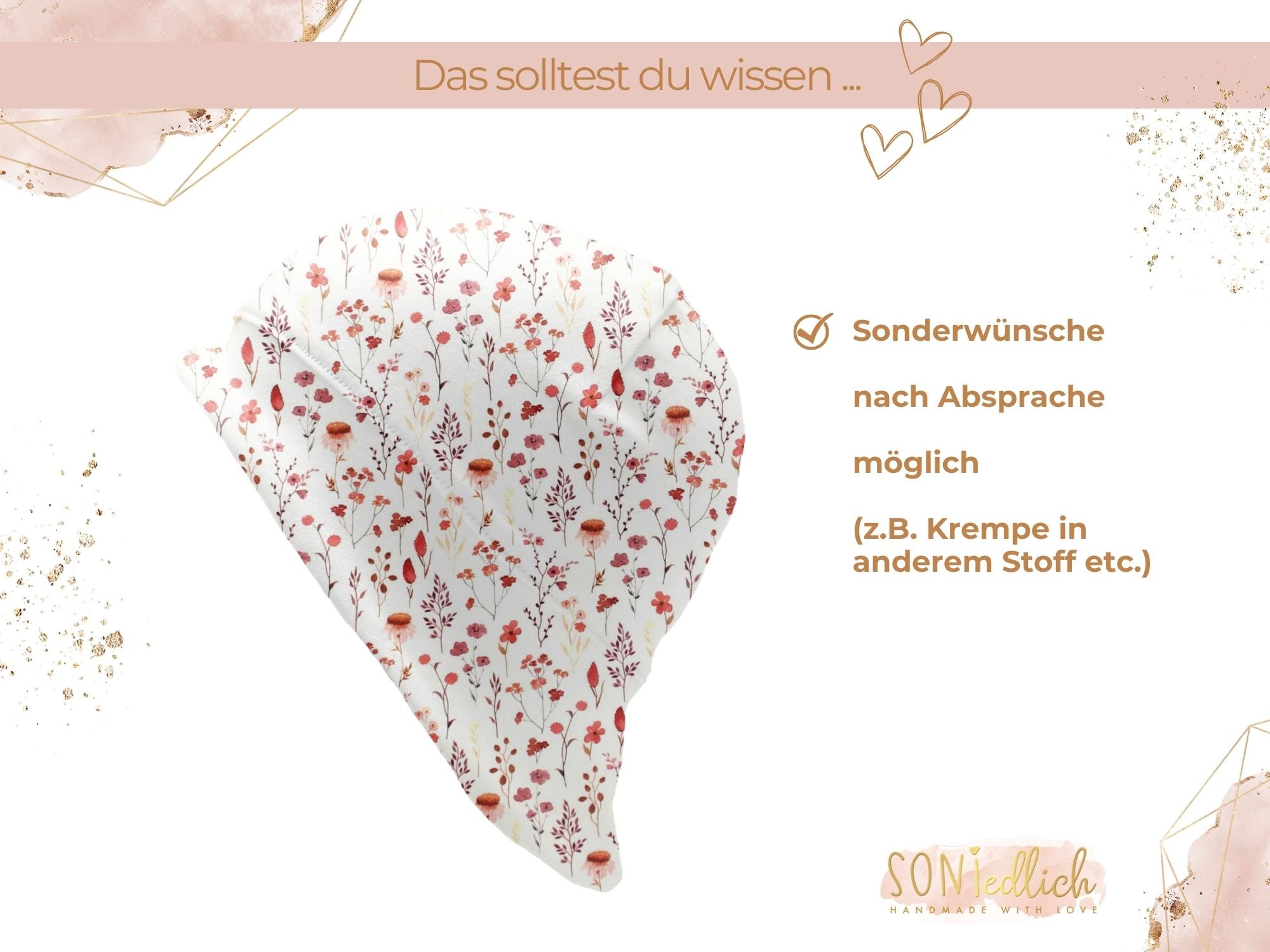 Sonnenhut für Babys und Kinder „sunset flowers“ Sonderwünsche
