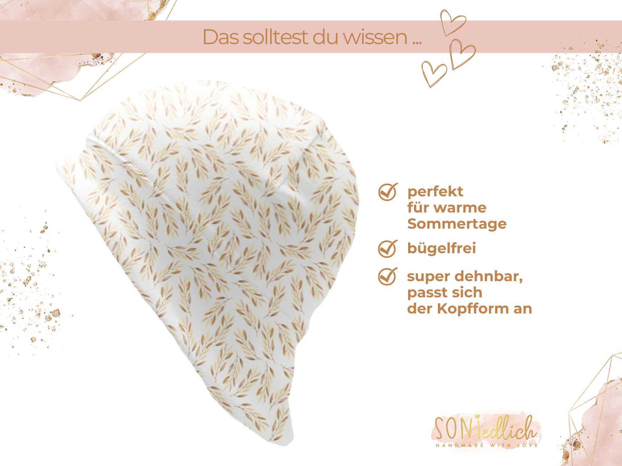 Sonnenhut für Babys und Kinder „Weizenzweige“ Beschreibung