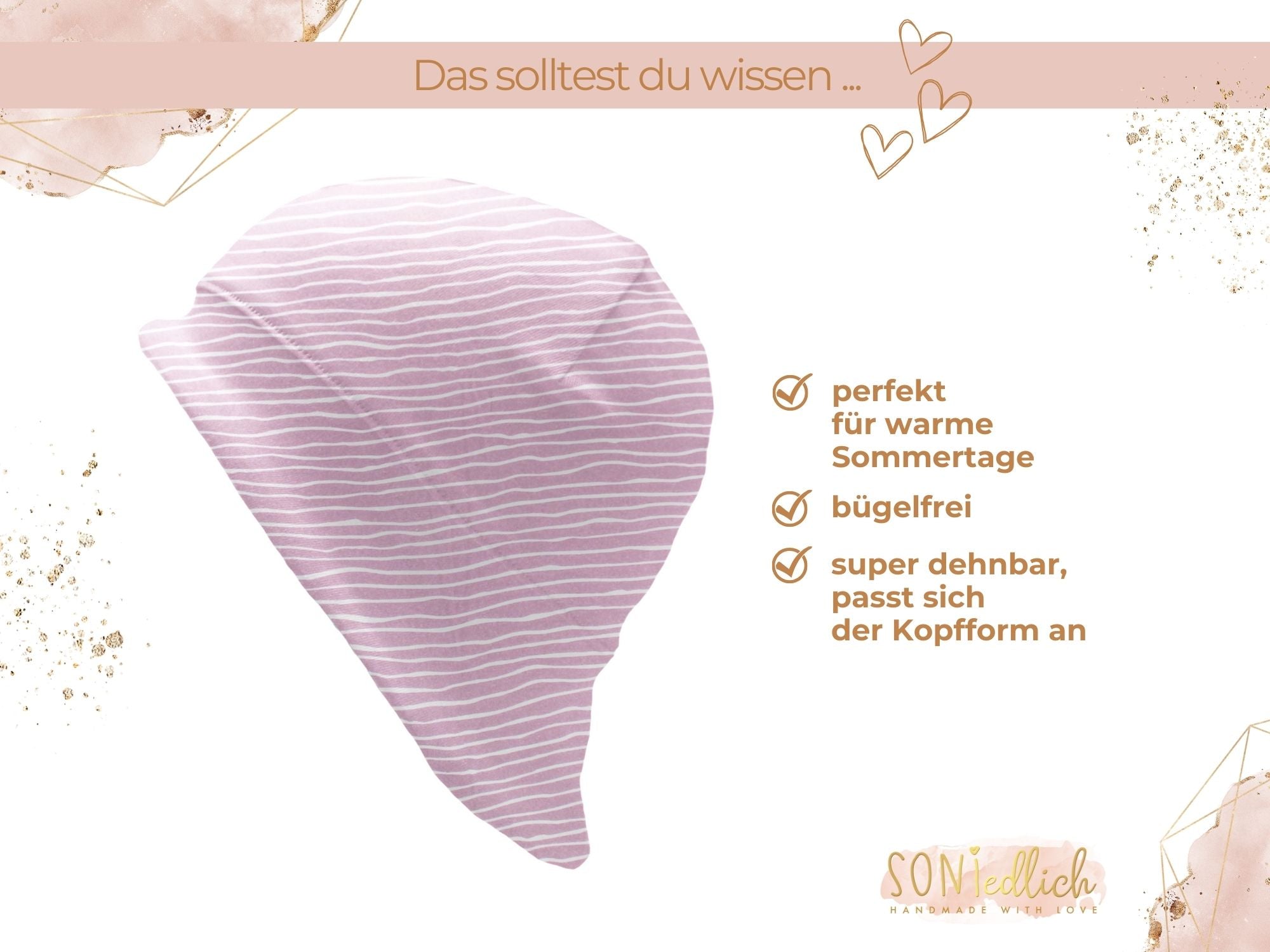 Sonnenhut für Babys und Kinder „Wellen, rosa“ Beschreibung