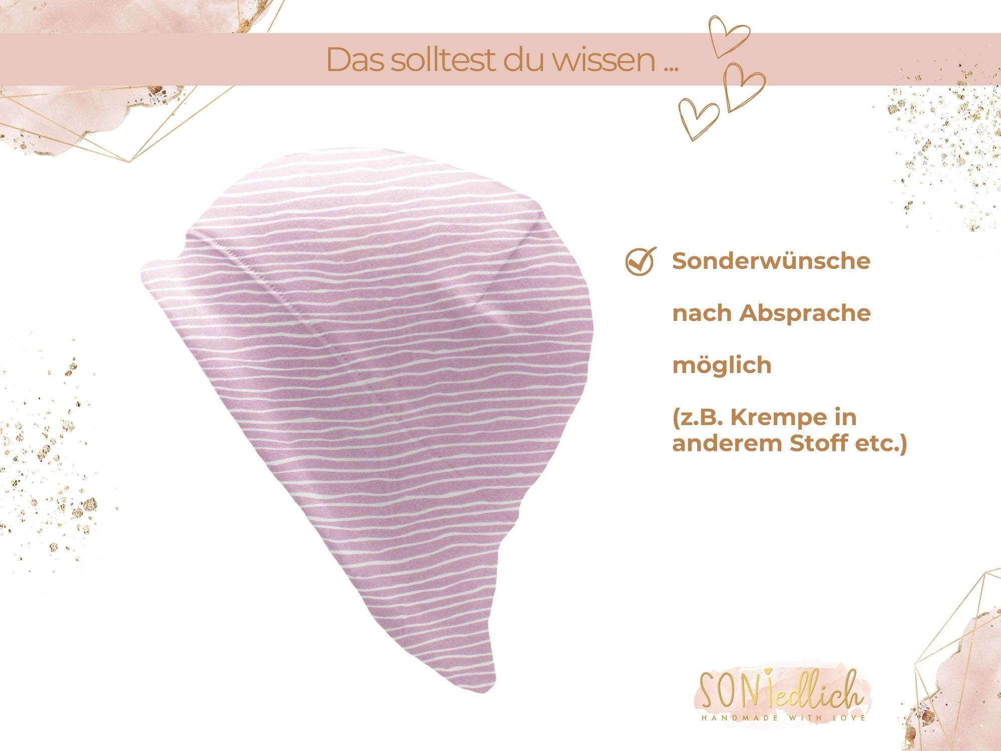 Sonnenhut für Babys und Kinder „Wellen, rosa“ Sonderwünsche