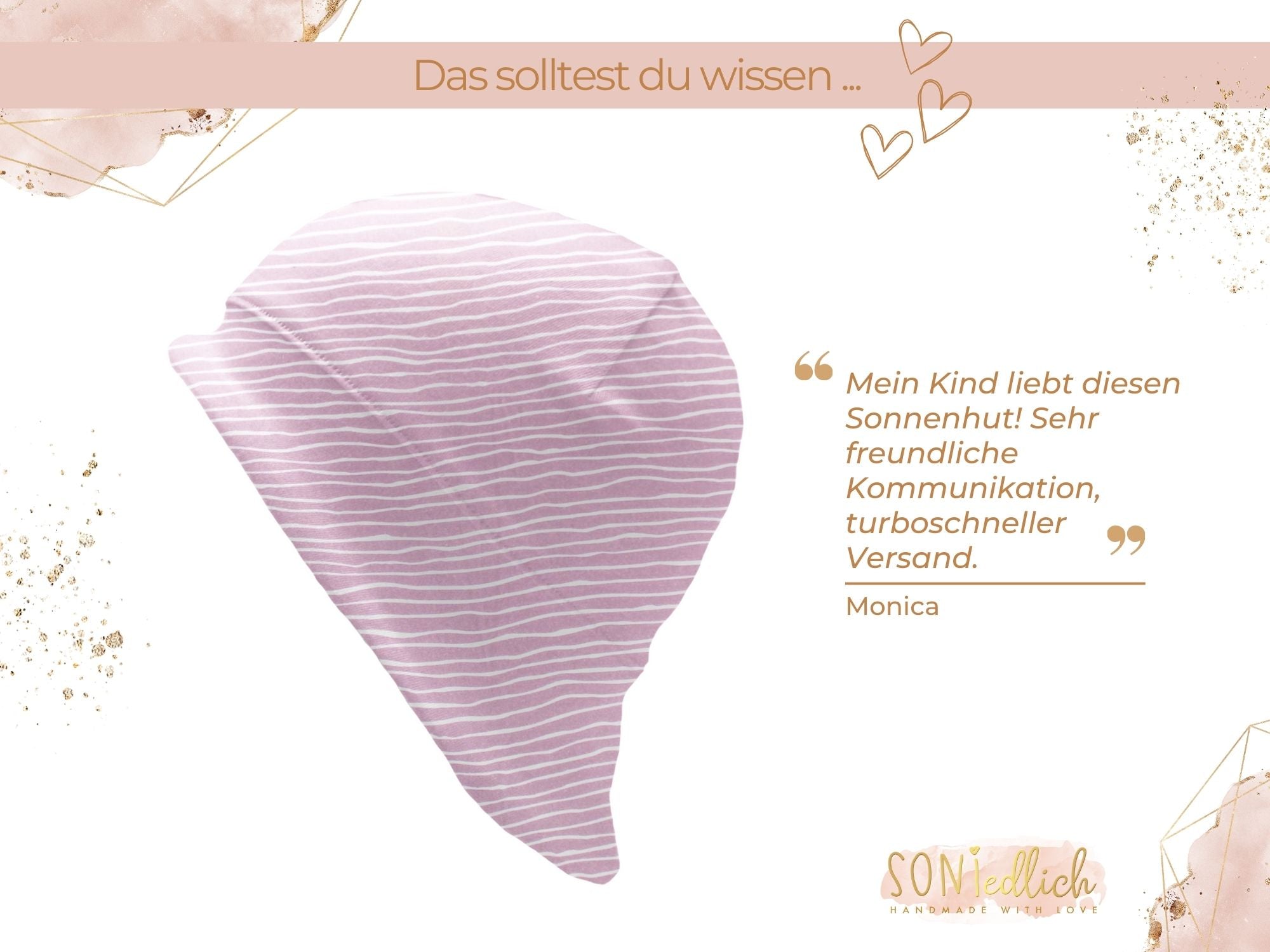 Sonnenhut für Babys und Kinder „Wellen, rosa“ Bewertung