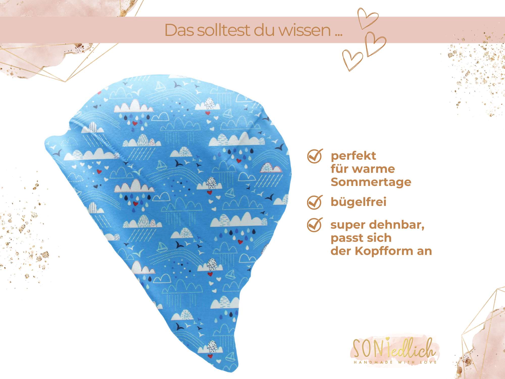 Sonnenhut für Babys und Kinder „Wolken“ Beschreibung