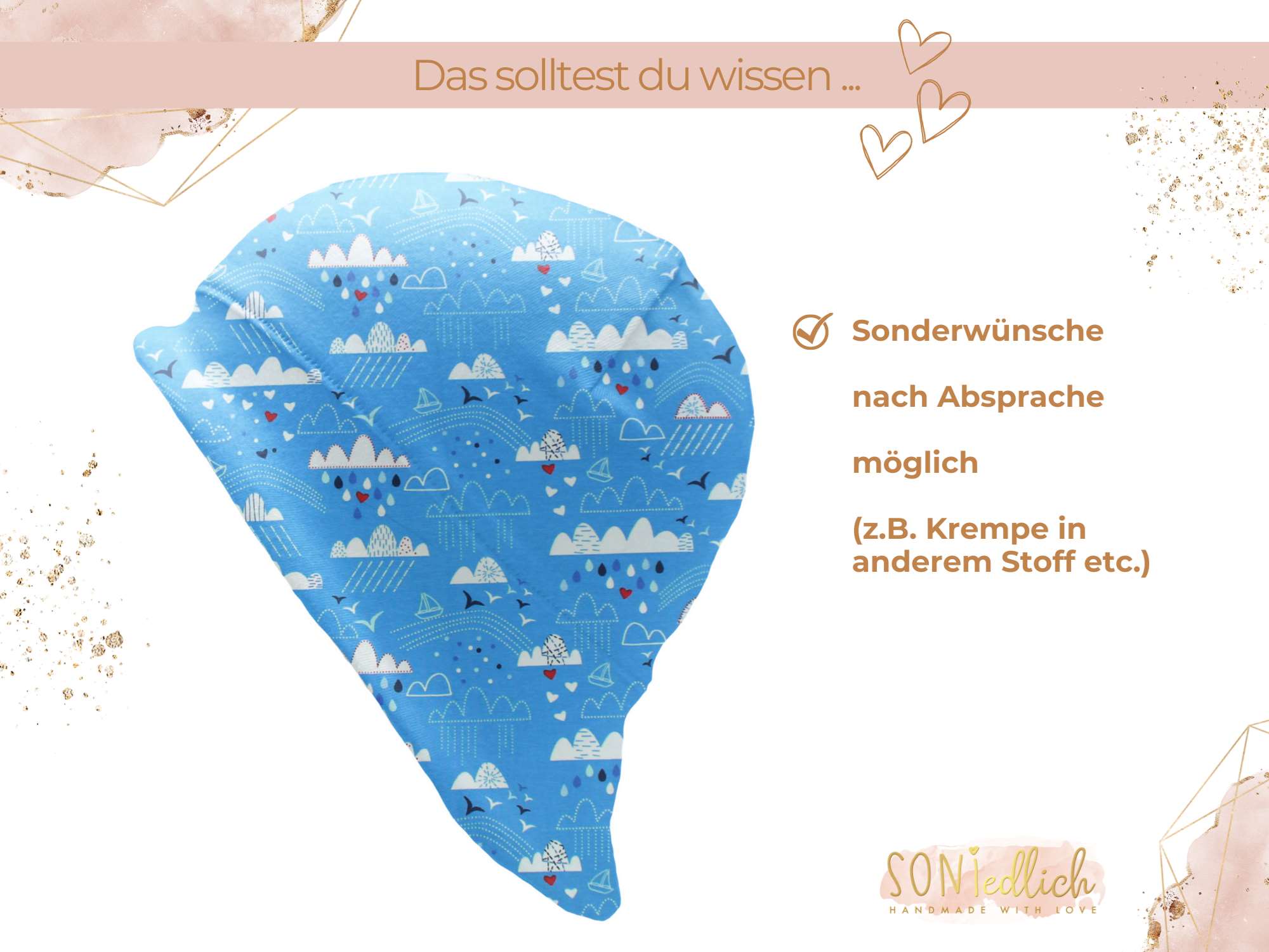Sonnenhut für Babys und Kinder „Wolken“ Sonderwünsche