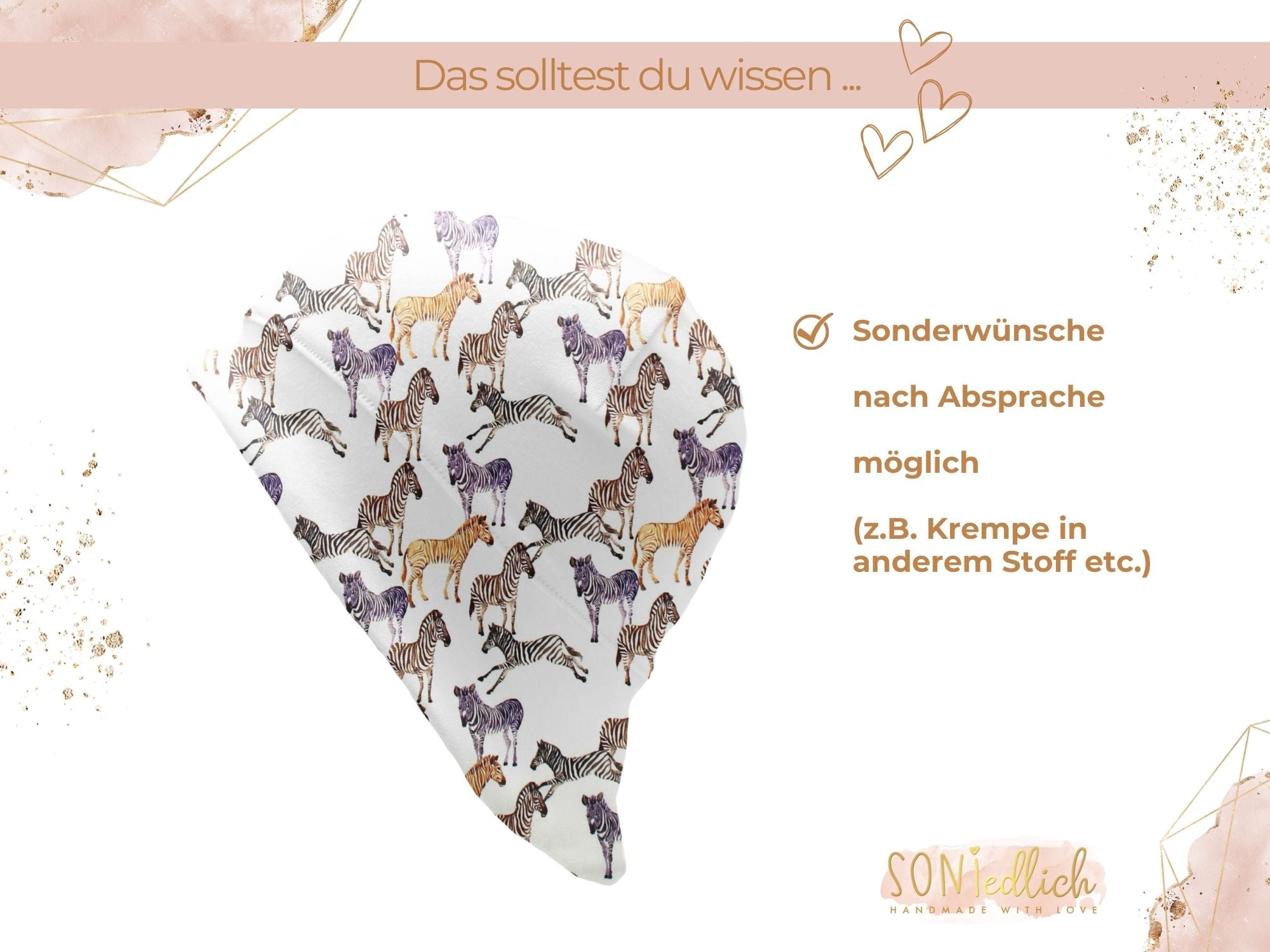 Sonnenhut für Babys und Kinder „Zebra“ Sonderwünsche