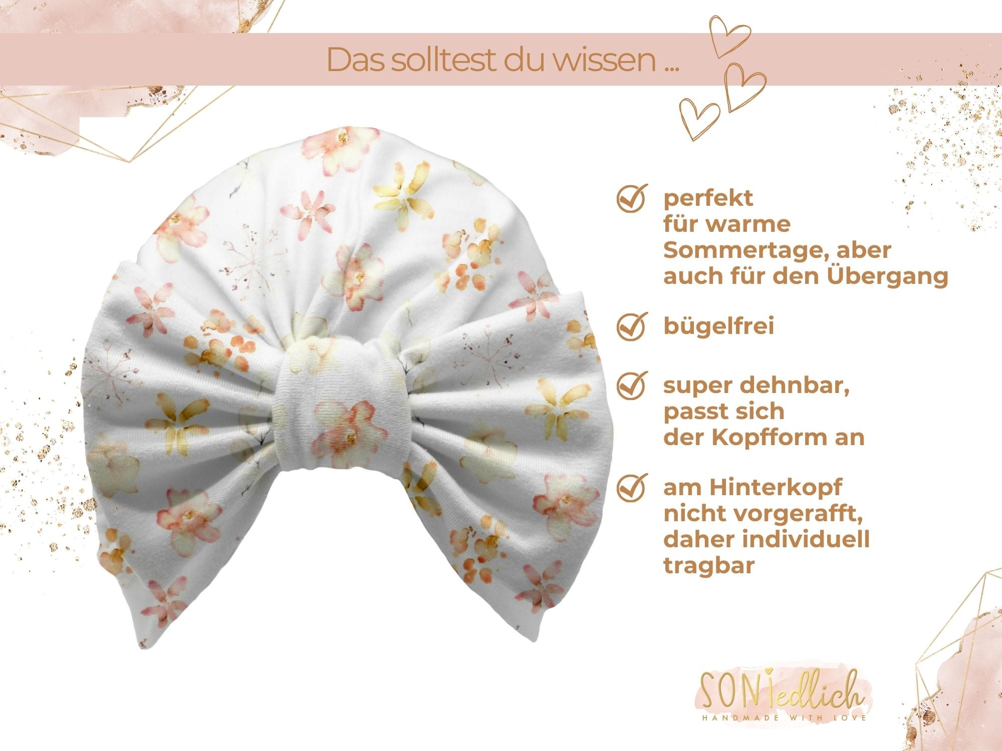 Turbanmütze "Aquarell Flowers" Beschreibung