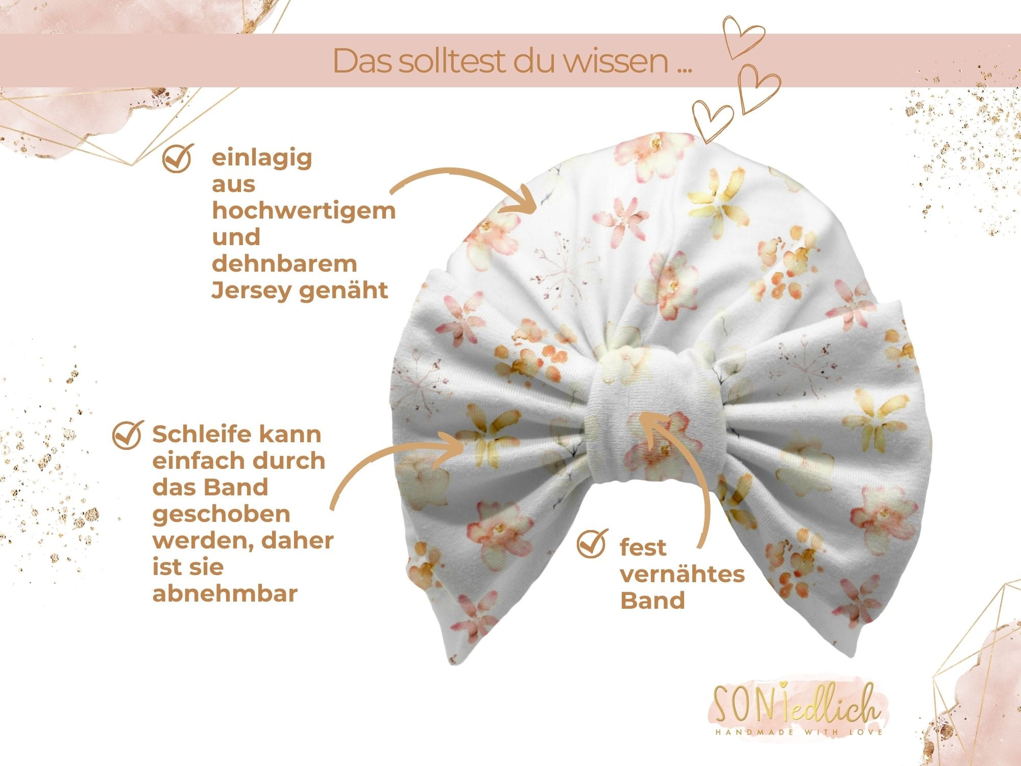 Turbanmütze "Aquarell Flowers" Details