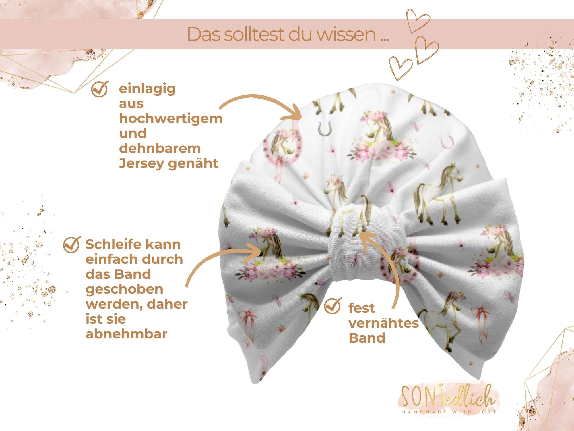 Turbanmütze „Boho Pferde“ Details