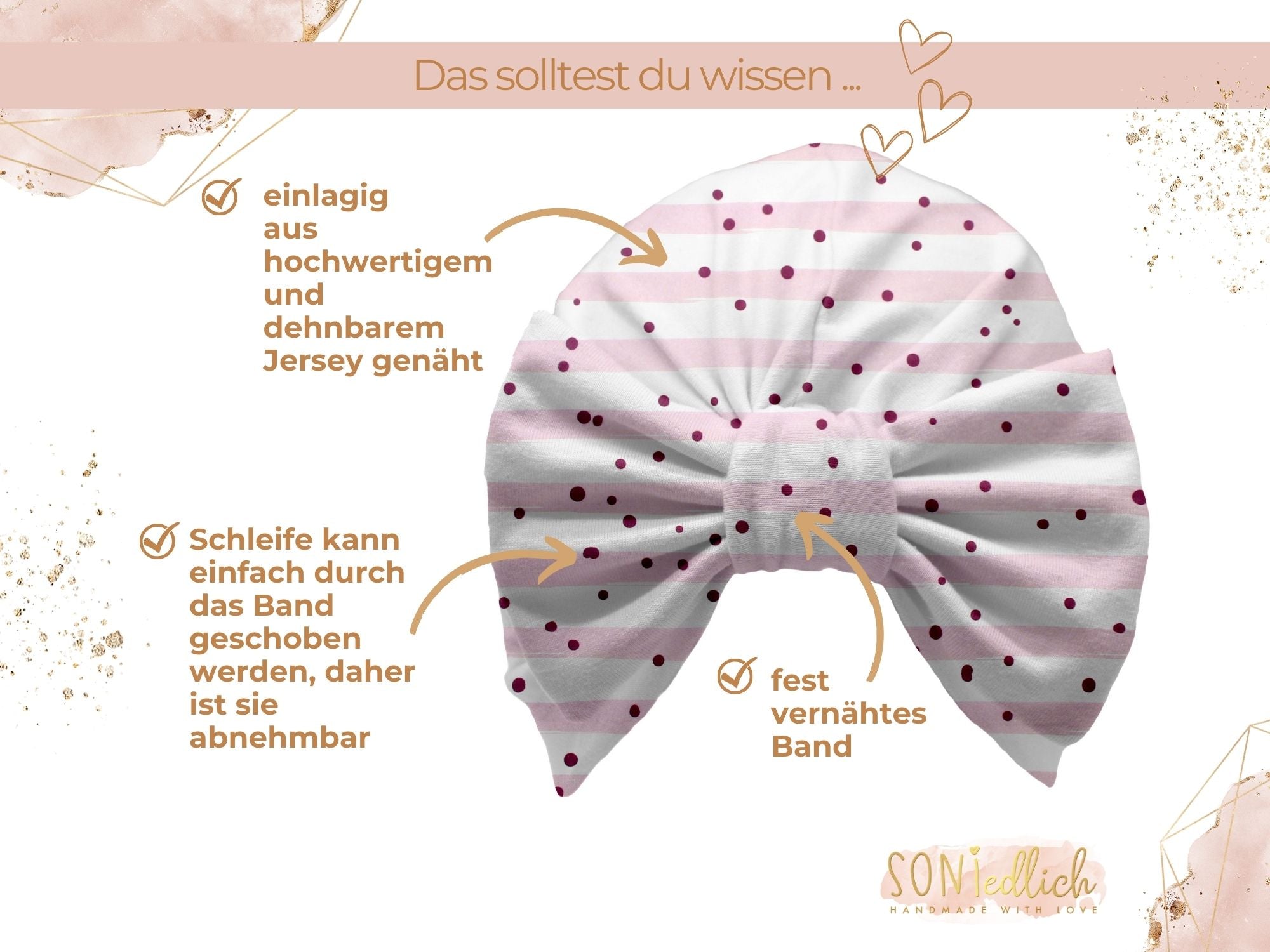 Turbanmütze „dotties and stripes“ Details