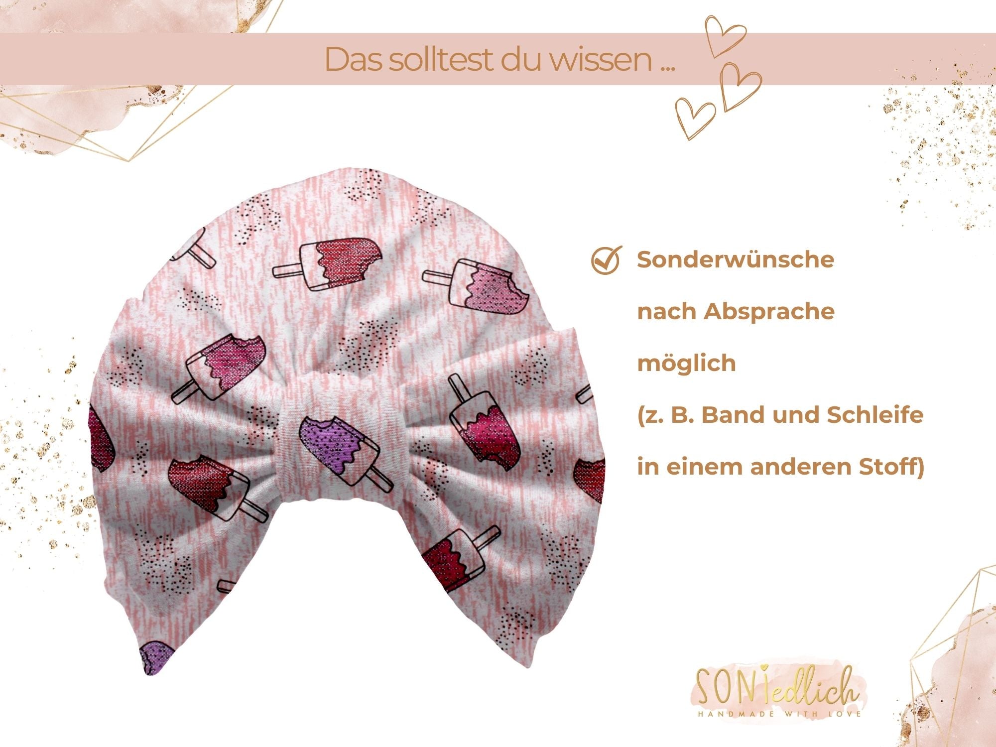 Turbanmütze „Eis am Stiel glitzer“ Sonderwünsche