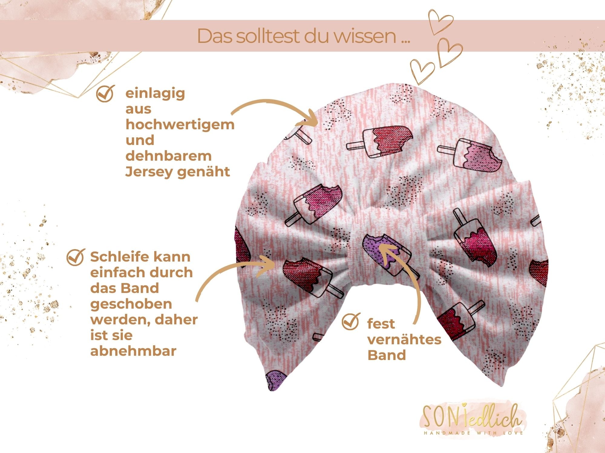 Turbanmütze „Eis am Stiel glitzer“ Details