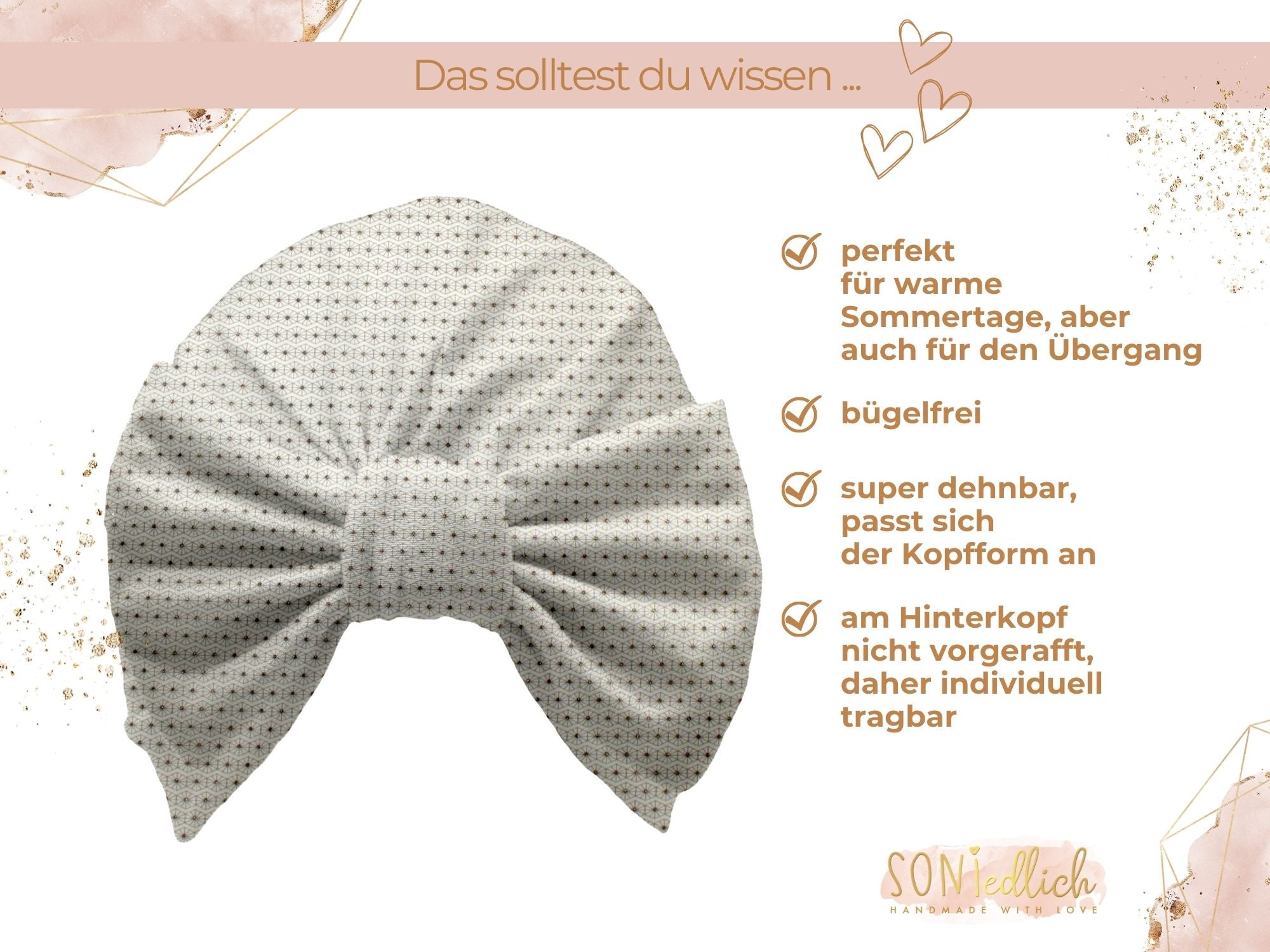 Turbanmütze „golden geometrics“ Beschreibung
