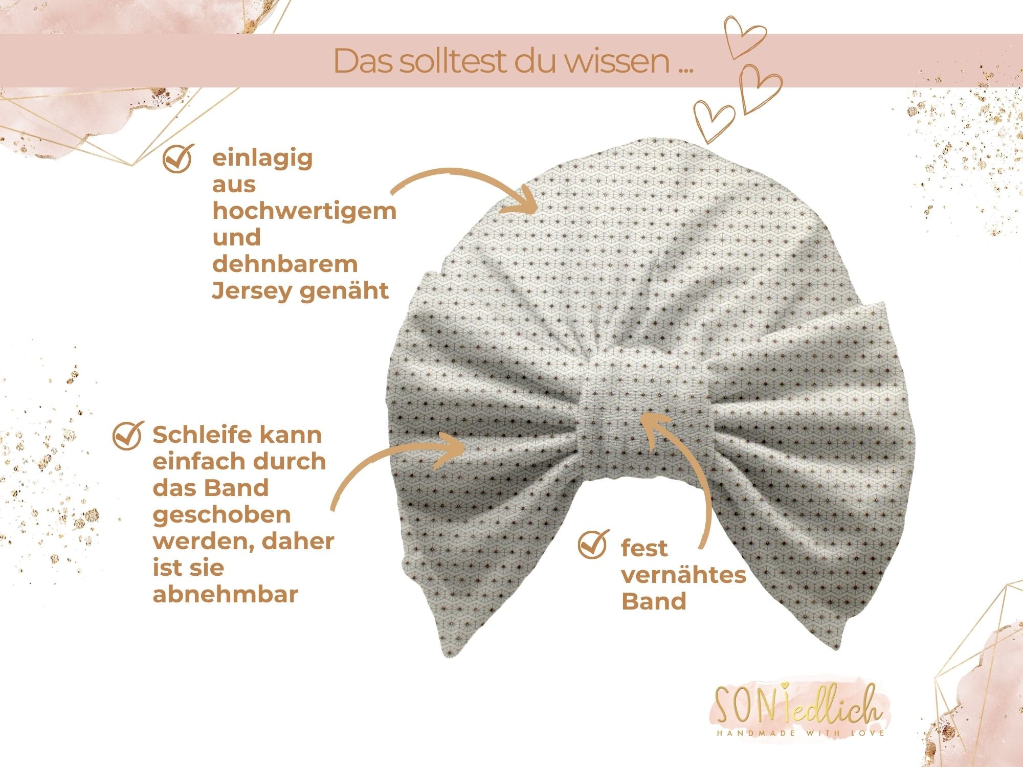 Turbanmütze „golden geometrics“ Details