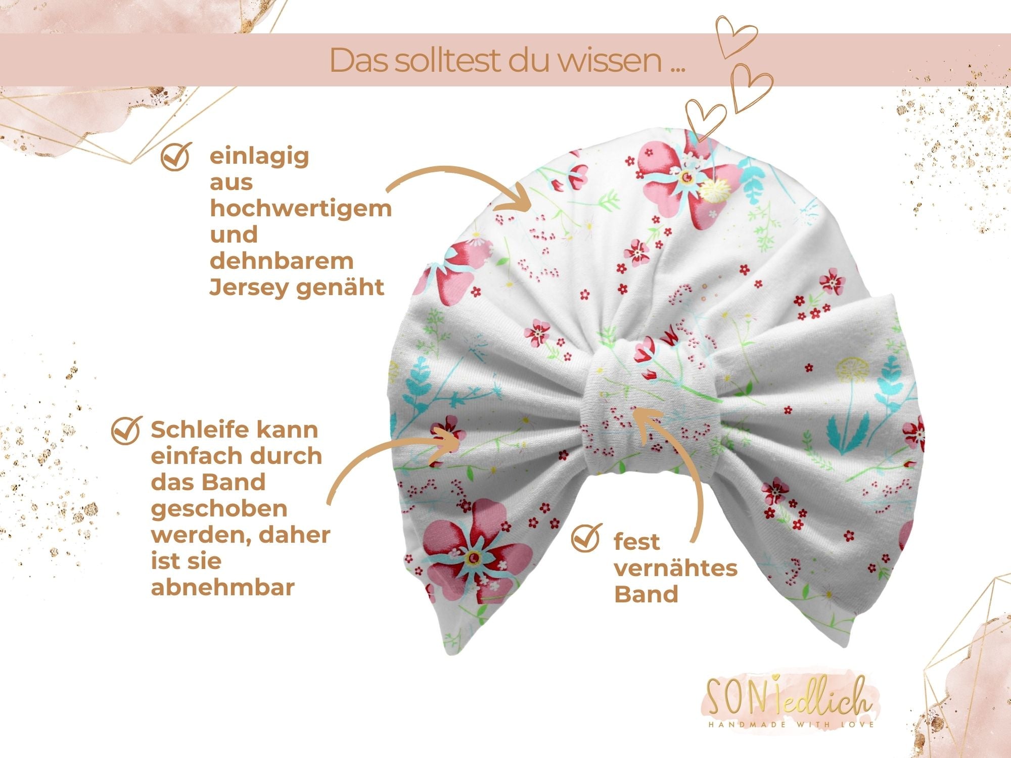 Turbanmütze „lovely flowers“ Details