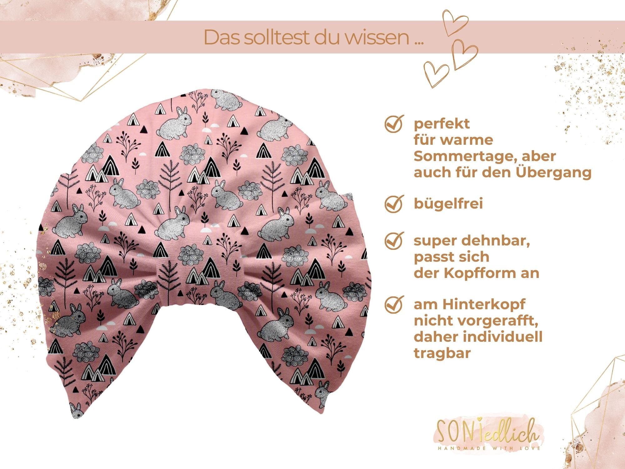 Turbanmütze „mountain bunny“ Beschreibung