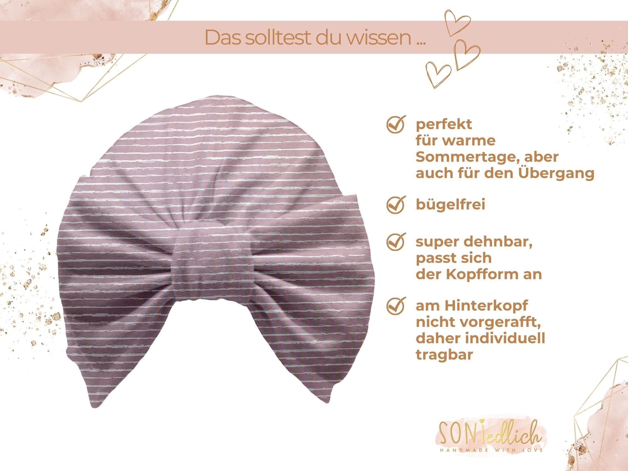 Turbanmütze „painted lines, rosa“ Beschreibung