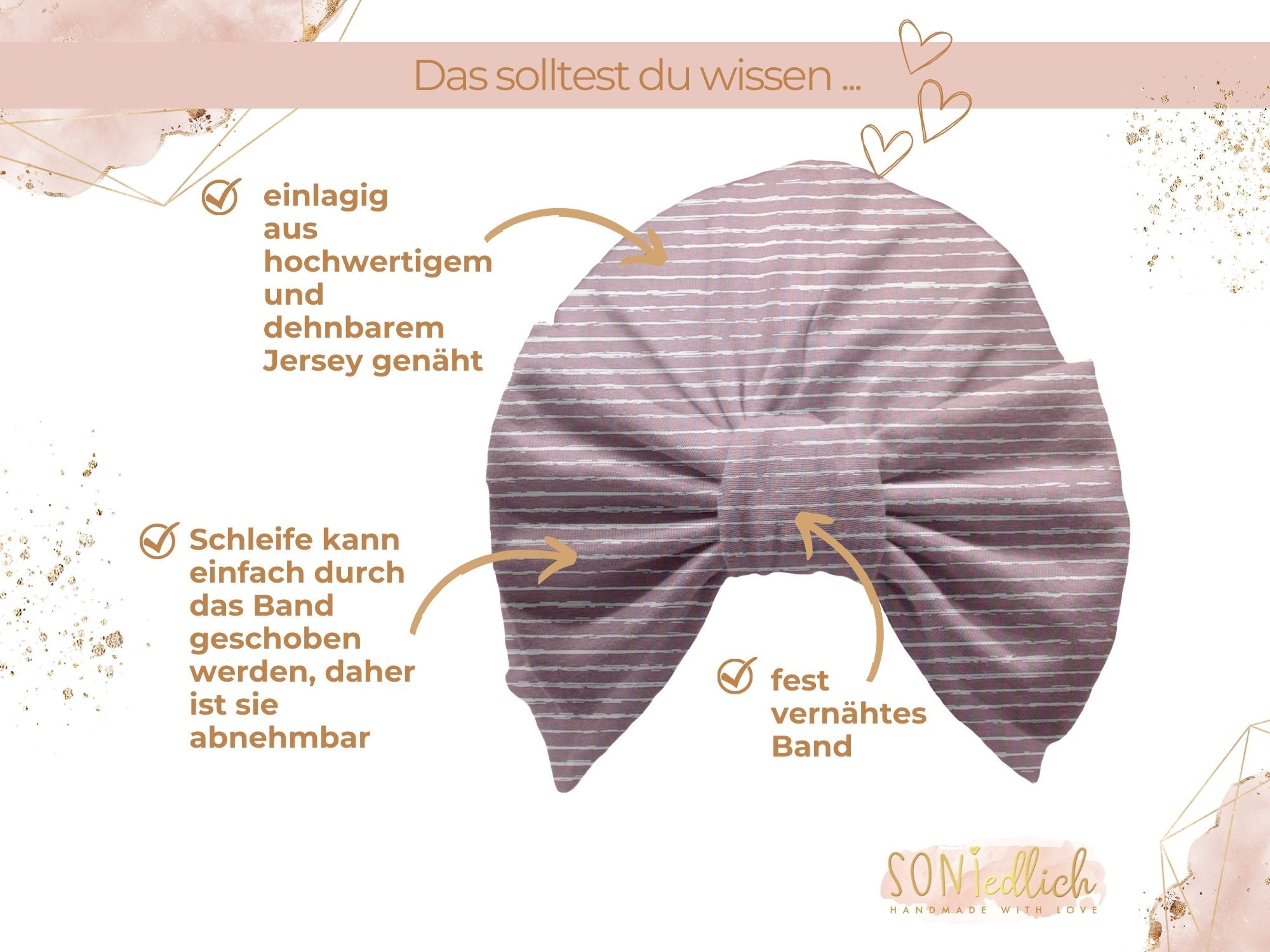 Turbanmütze „painted lines, rosa“ Details