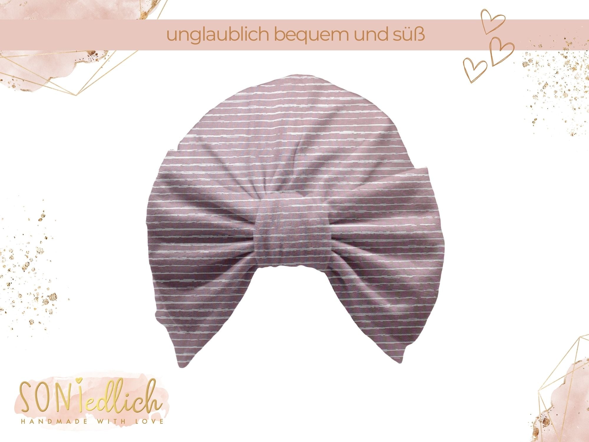 Turbanmütze „painted lines, rosa“ Ansicht