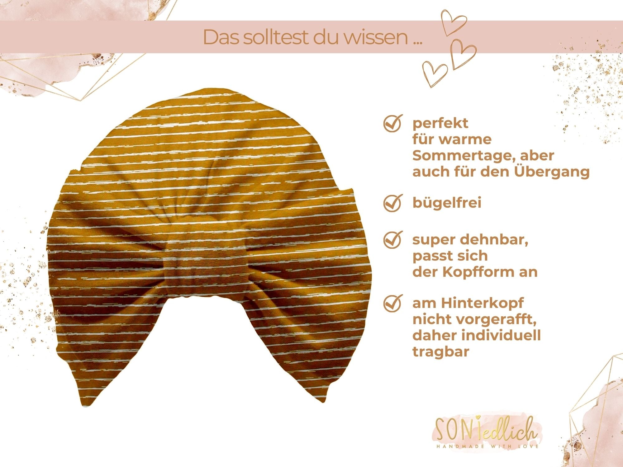 Turbanmütze „painted lines, senf“ Beschreibung