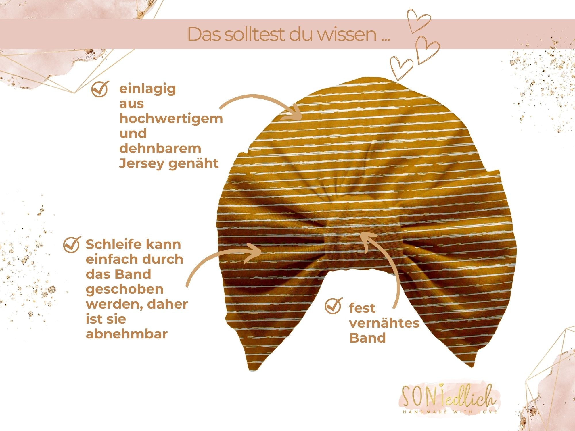 Turbanmütze „painted lines, senf“ Details