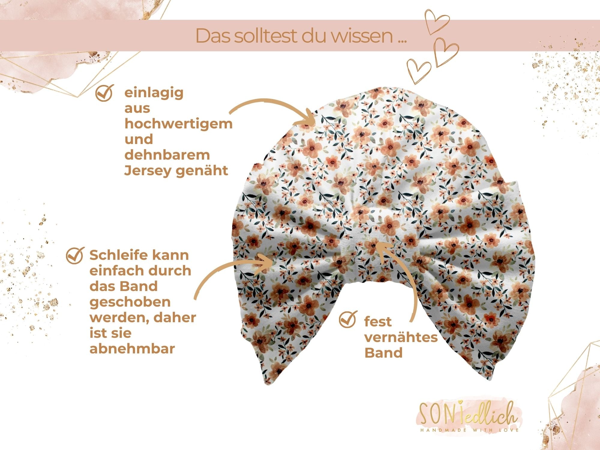 Turbanmütze „Quittenblüte“ Details