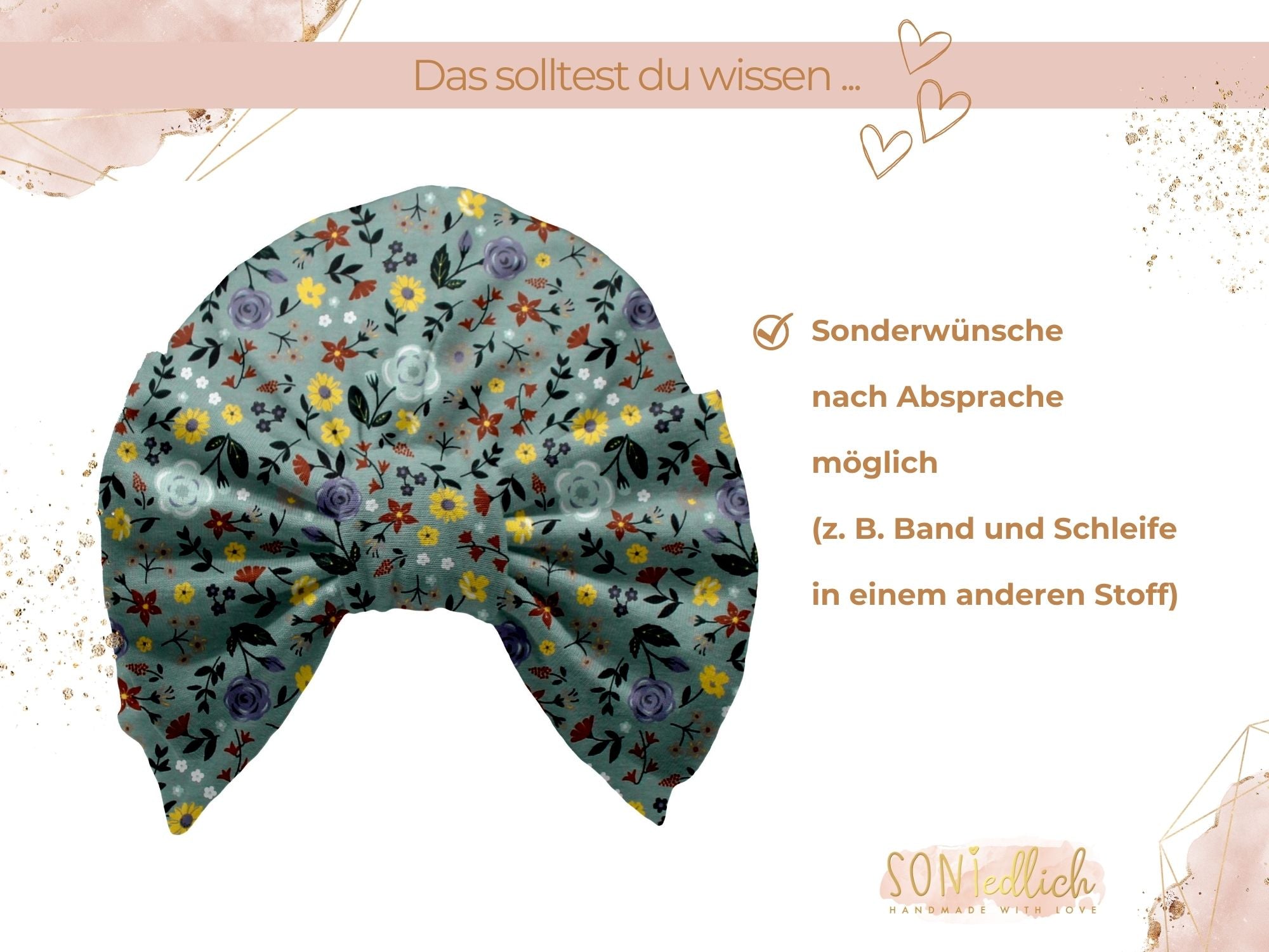 Turbanmütze „Sommerwiese, altgrün“ Sonderwünsche