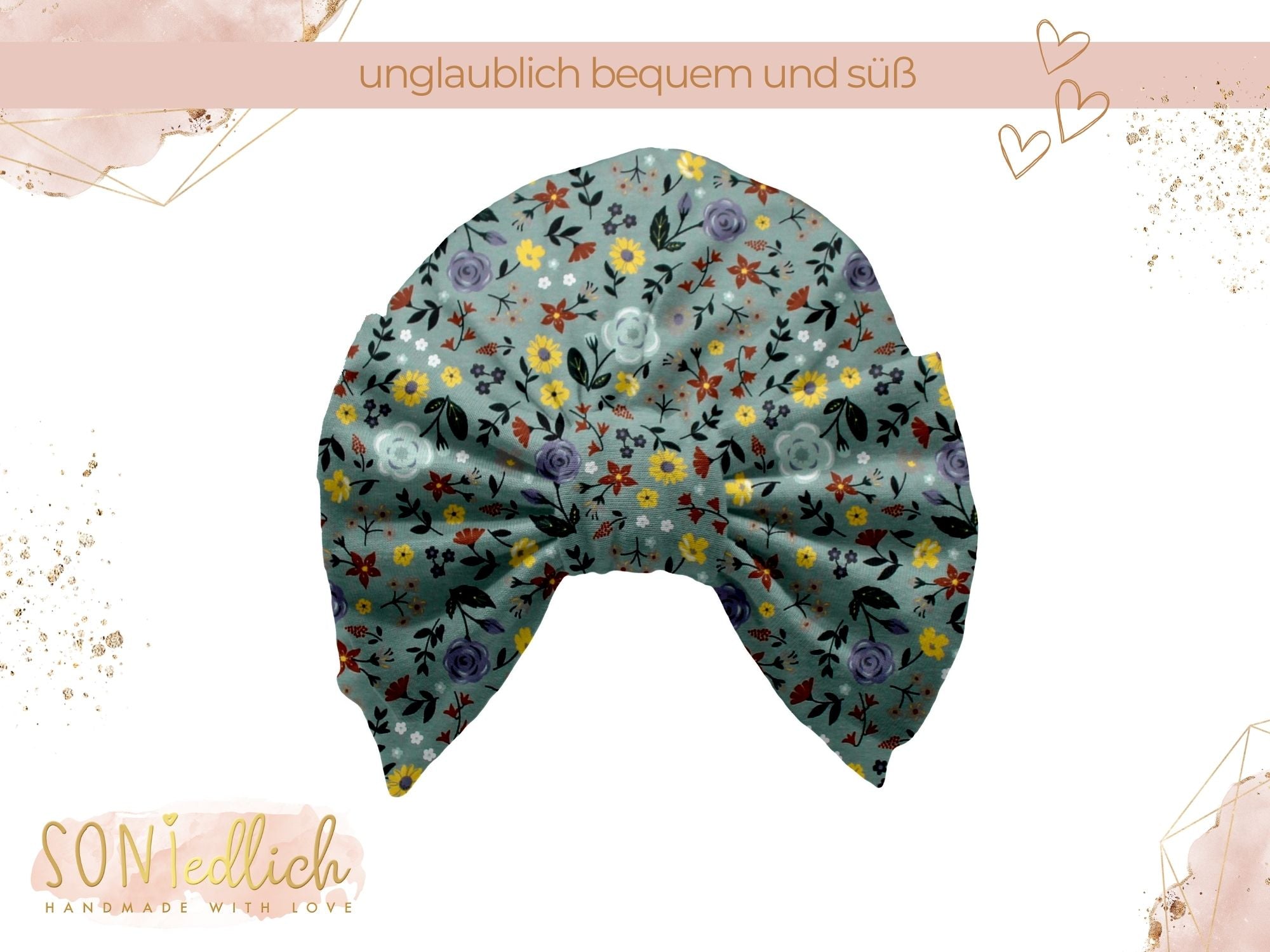 Turbanmütze „Sommerwiese, altgrün“ Ansicht