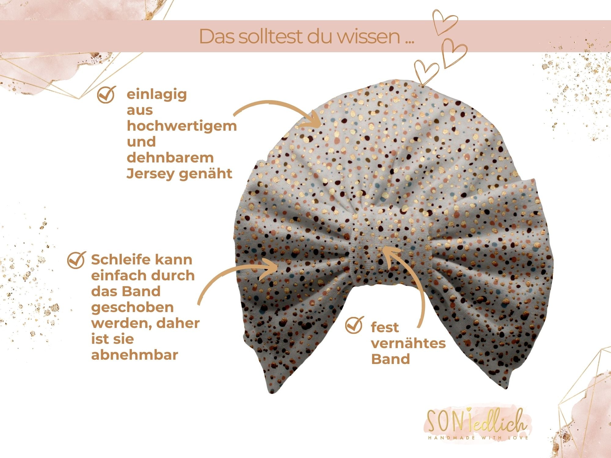 Turbanmütze „Sprenkel, gold“ Details