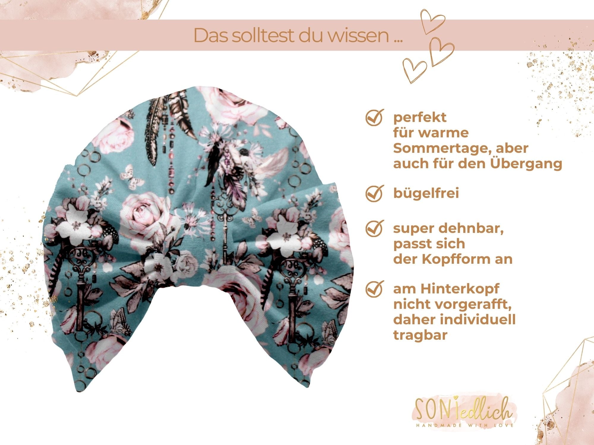 Turbanmütze „sweet keys“ Beschreibung