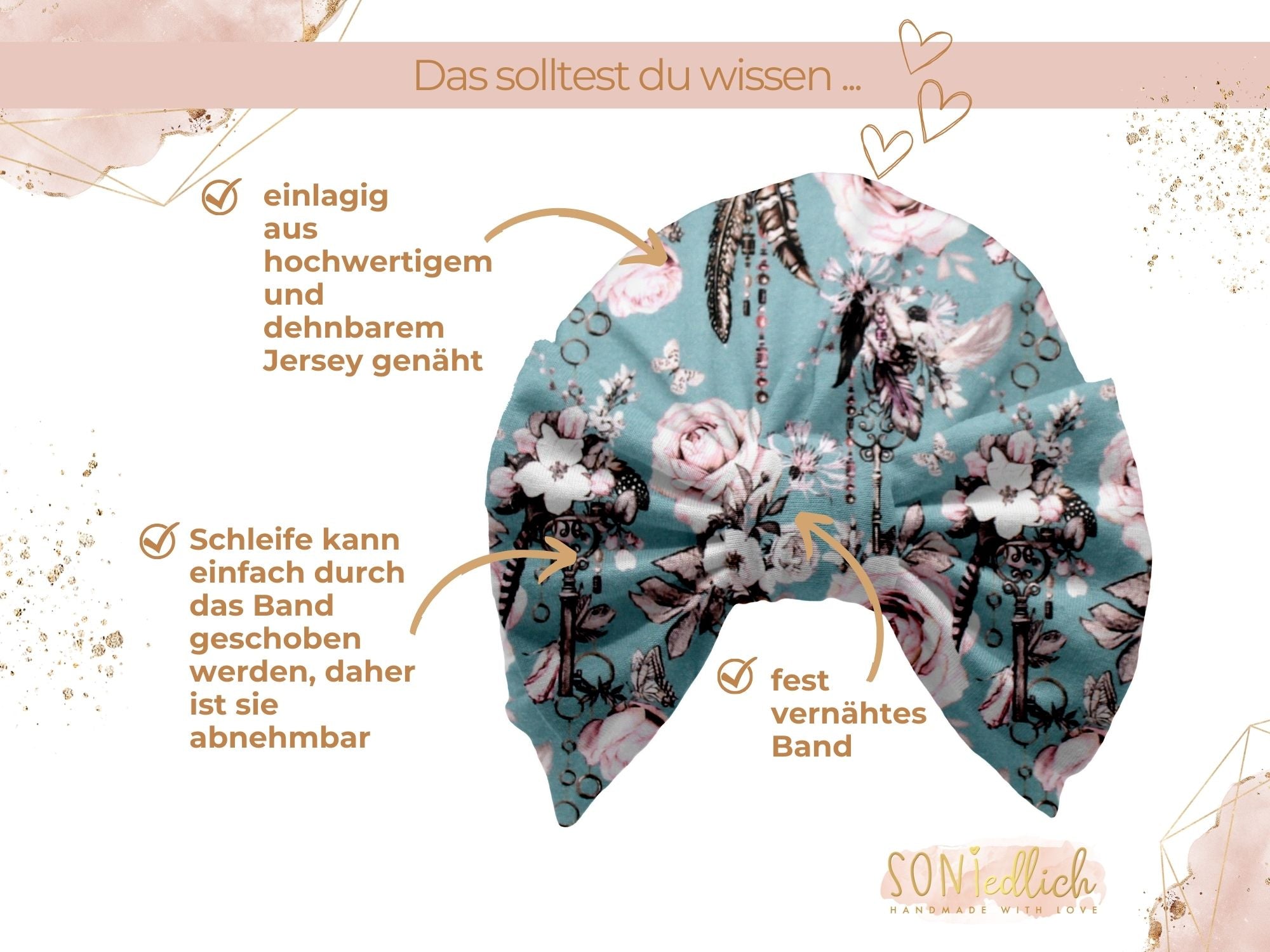 Turbanmütze „sweet keys“ Details