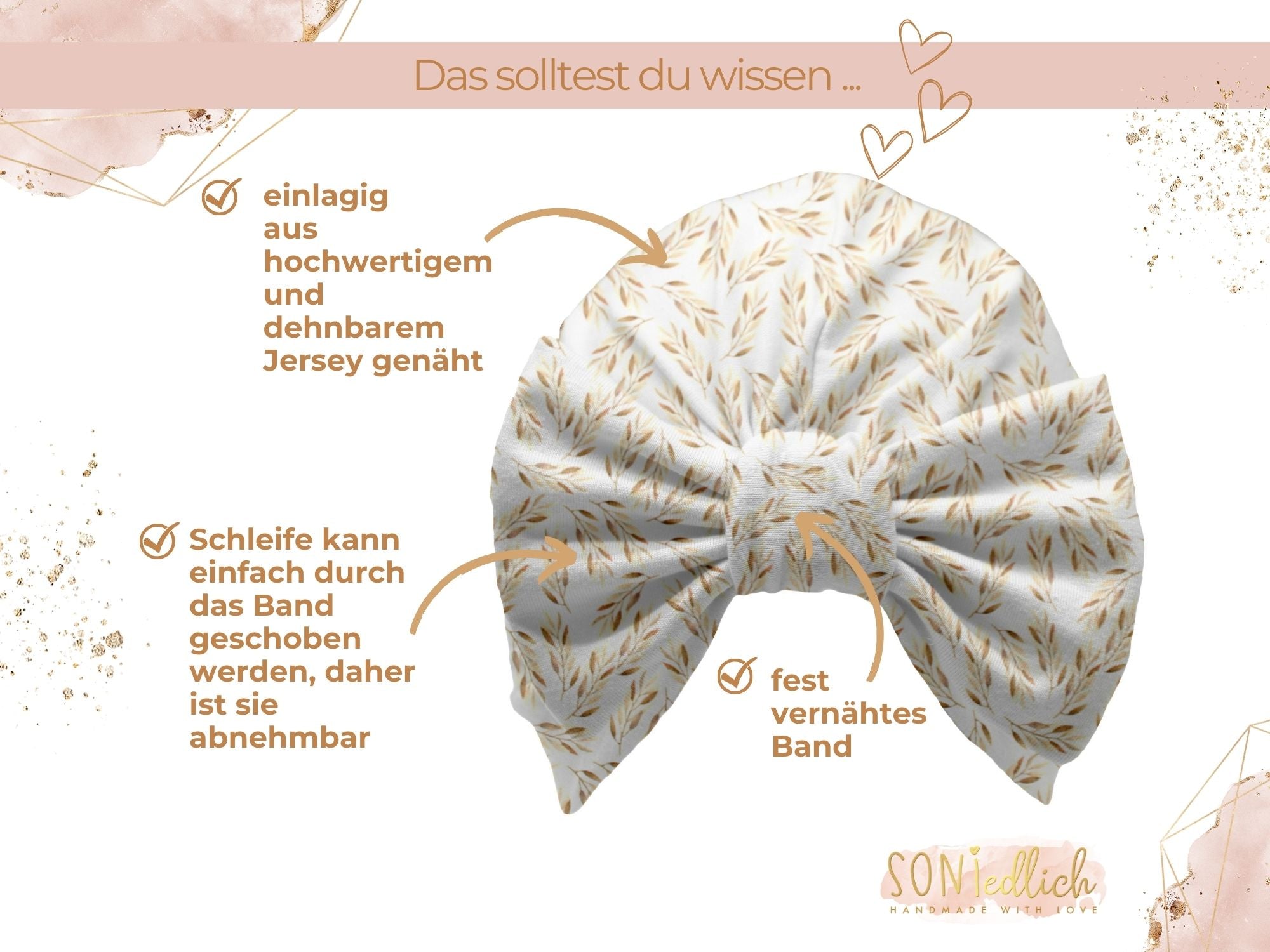 Turbanmütze „Weizenzweige“ Details