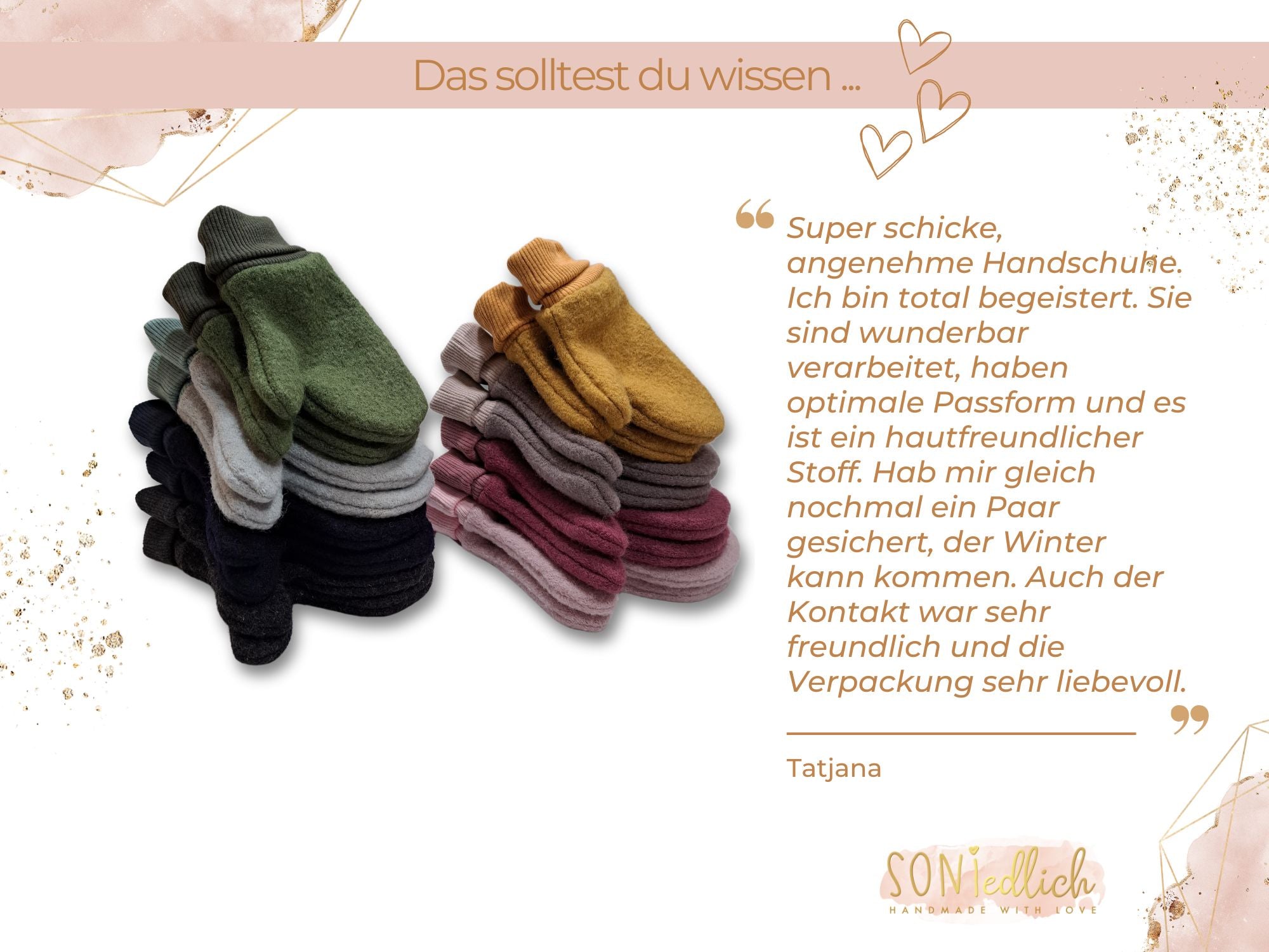 Handschuhe aus Wollwalk für Babys, Kinder und Erwachsene, Bewertung