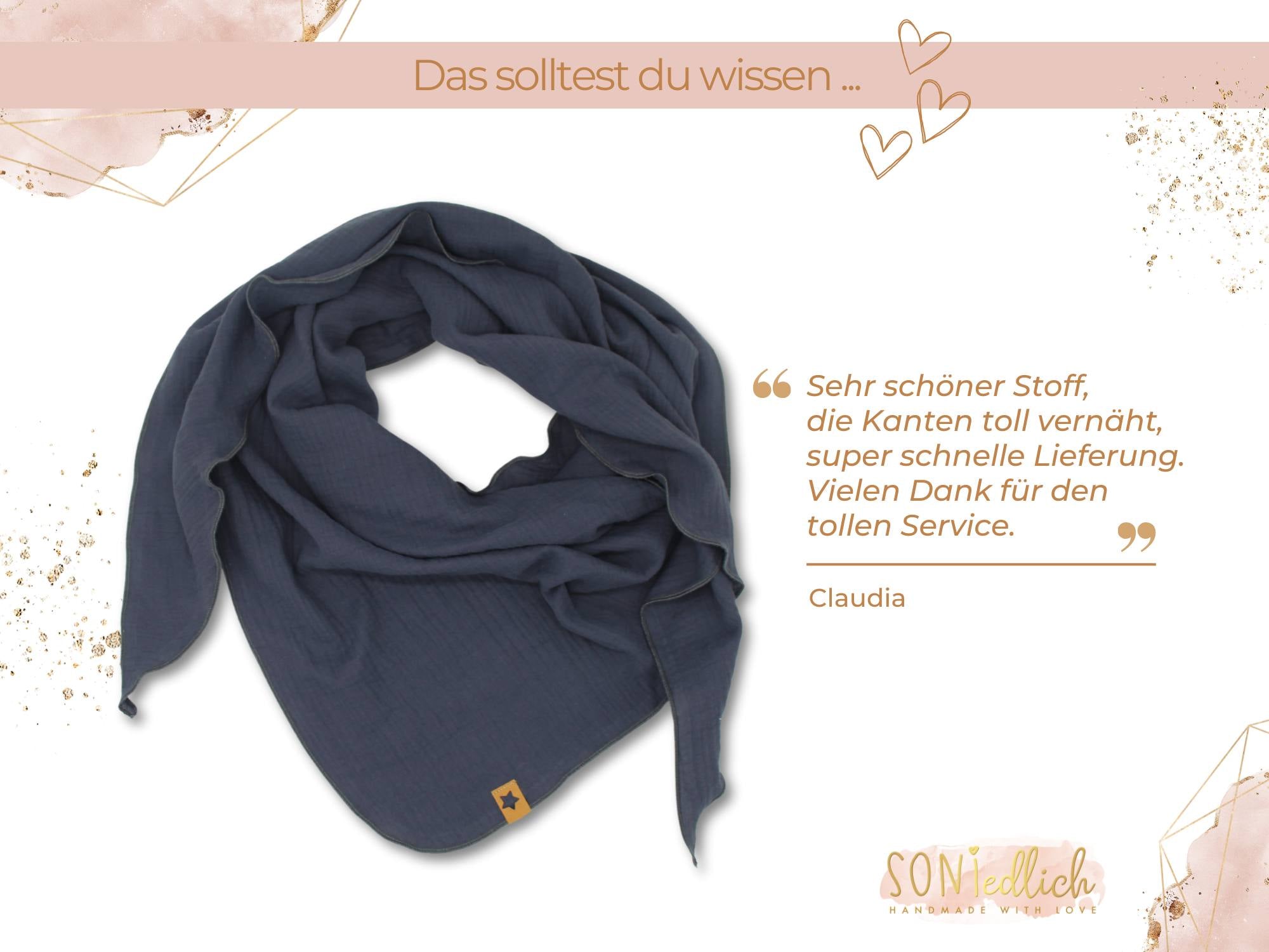 XXL-Tuch aus Musselin in der Farbe grau, Bewertung