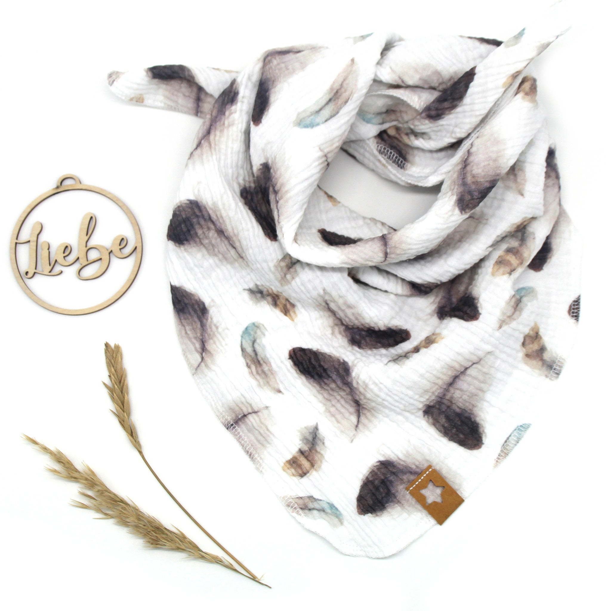 Musselintuch für Kinder „Federn“